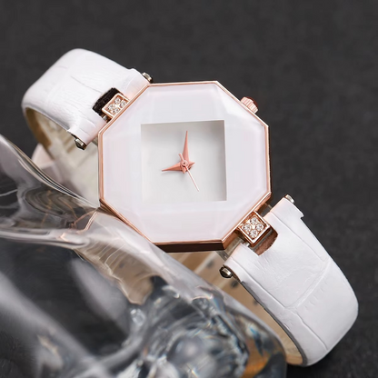Women’s Fashion Leather Quartz Watch & Bracelet Set (2PCS)