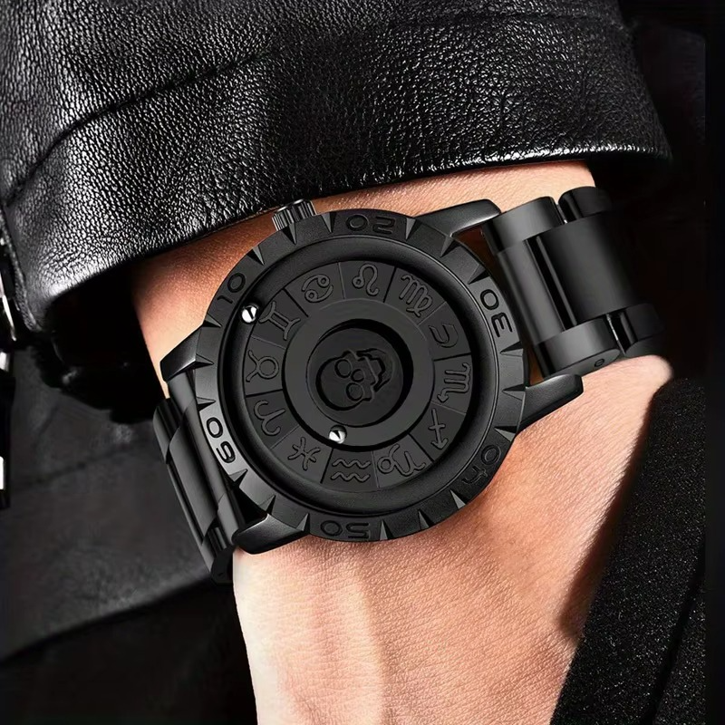 Luxury Men’s Magnetic Ball Skeleton Quartz Watch