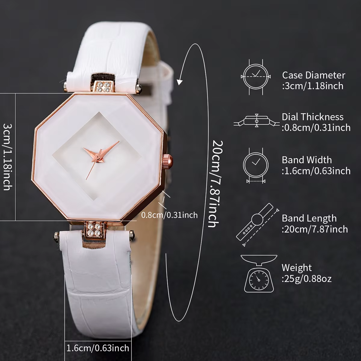Women’s Fashion Leather Quartz Watch & Bracelet Set (2PCS)
