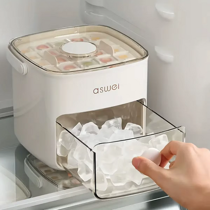 48-Cube Double Layer Ice Maker Tray with Easy-Press Lid